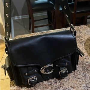 Black Leather Coach Shoulder Bag